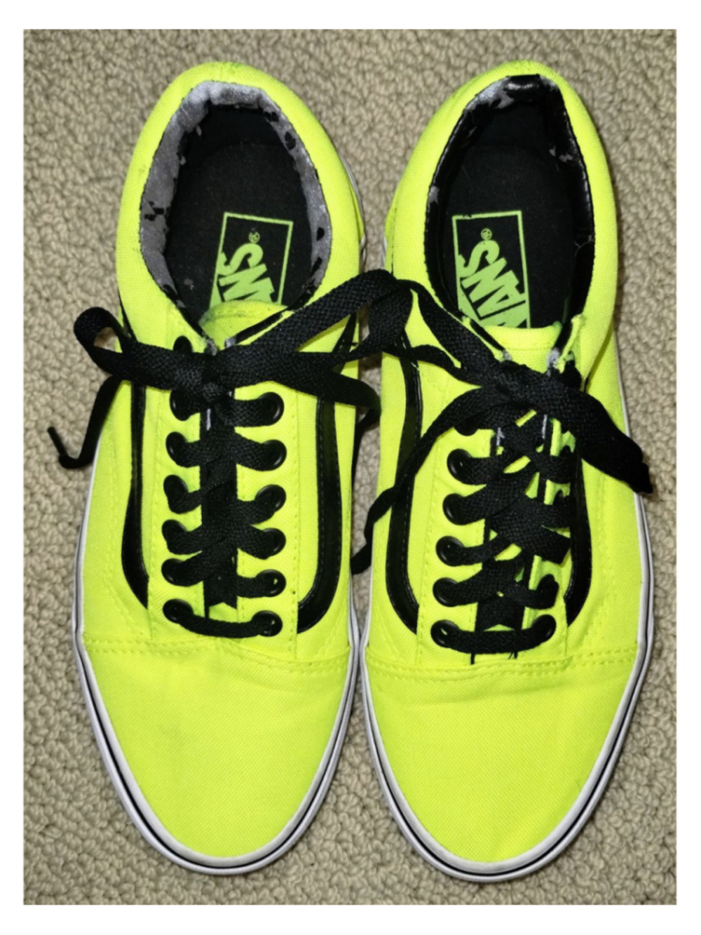 Vans Neon Yellow/Green & Black Old Skool Sneakers (Sz M-6.5, W-8)